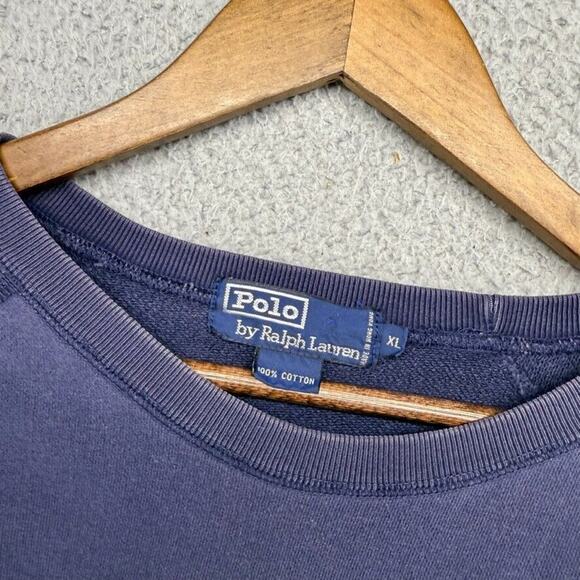 Vintage Ralph Lauren Sweatshirt Adult XL Blue Catch Release Fishing Crop Chopped - Picture 9 of 13